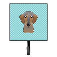 "Caroline's Treasures BB1171SH4 Checkerboard Blue Wirehaired Dachshund Leash or Key Holder, Small, Multicolor"