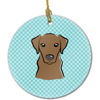 Checkerboard Blue Chocolate Labrador Ceramic Ornament BB1172CO1