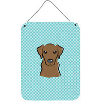 "Caroline's Treasures Checkerboard Blue Chocolate Labrador Wall or Door Hanging Prints, 16"" x 12"""