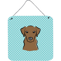 "Caroline's Treasures Checkerboard Blue Chocolate Labrador Wall or Door Hanging Prints, 6 x 6"""