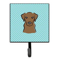"Caroline's Treasures BB1172SH4 Checkerboard Blue Chocolate Labrador Leash or Key Holder, Small, Multicolor"
