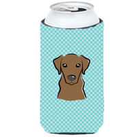 Checkerboard Blue Chocolate Labrador Tall Boy Beverage Insulator Hugger BB1172TBC
