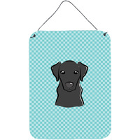 "Caroline's Treasures Checkerboard Blue Black Labrador Wall or Door Hanging Prints, 16"" x 12"""