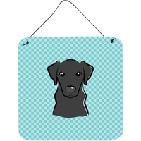 "Caroline's Treasures Checkerboard Blue Black Labrador Wall or Door Hanging Prints, 6 x 6"""