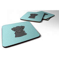 "Caroline's Treasures BB1173FC Checkerboard Blue Black Labrador Foam Coaster (Set of 4), 3.5"" H x 3.5"" W, Multicolor"