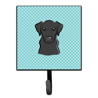"Caroline's Treasures BB1173SH4 Checkerboard Blue Black Labrador Leash or Key Holder, Small, Multicolor"