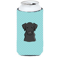 Checkerboard Blue Black Labrador Tall Boy Beverage Insulator Hugger BB1173TBC