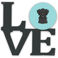 "Caroline's Treasures Checkerboard Blue Black Labrador Metal Artwork Love wall-decor, Multicolor"
