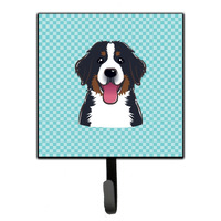 "Caroline's Treasures BB1175SH4 Checkerboard Blue Bernese Mountain Dog Leash or Key Holder, Small, Multicolor"