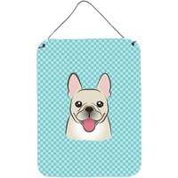 "Caroline's Treasures BB1176DS1216 Checkerboard Blue French Bulldog Wall or Door Hanging Prints, 16"" x 12"""