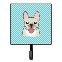"Caroline's Treasures BB1176SH4 Checkerboard Blue French Bulldog Leash or Key Holder, Small, Multicolor"