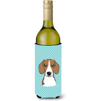 Checkerboard Blue Beagle Wine Bottle Beverage Insulator Hugger BB1177LITERK