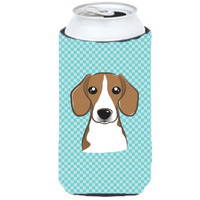 Checkerboard Blue Beagle Tall Boy Beverage Insulator Hugger BB1177TBC