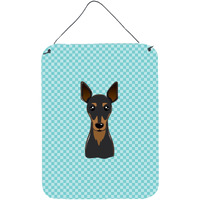 "Caroline's Treasures Checkerboard Blue Min Pin Wall or Door Hanging Prints, 16"" x 12"""