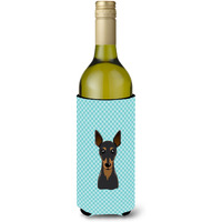 Checkerboard Blue Min Pin Wine Bottle Beverage Insulator Hugger BB1178LITERK