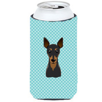 Checkerboard Blue Min Pin Tall Boy Beverage Insulator Hugger BB1178TBC