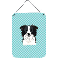 "Caroline's Treasures Checkerboard Blue Border Collie Wall or Door Hanging Prints, 16"" x 12"""
