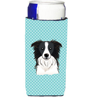 Checkerboard Blue Border Collie Ultra Beverage Insulators for slim cans BB1179MUK