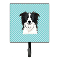 "Caroline's Treasures BB1179SH4 Checkerboard Blue Border Collie Leash or Key Holder, Small, Multicolor"