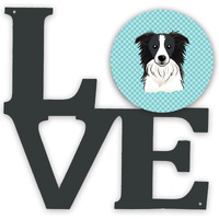"Caroline's Treasures Checkerboard Blue Border Collie Metal Artwork Love wall-decor, Multicolor"