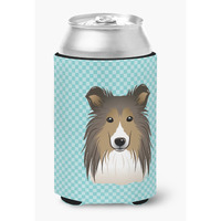 Checkerboard Blue Sheltie Can or Bottle Hugger BB1180CC