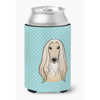 Checkerboard Blue Afghan Hound Can or Bottle Hugger BB1182CC