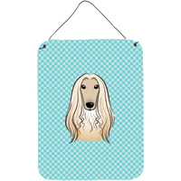 "Caroline's Treasures Checkerboard Blue Afghan Hound Wall or Door Hanging Prints, 16"" x 12"""