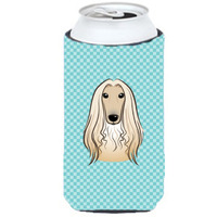 Checkerboard Blue Afghan Hound Tall Boy Beverage Insulator Hugger BB1182TBC