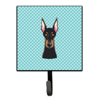 "Caroline's Treasures BB1183SH4 Checkerboard Blue Doberman Leash or Key Holder, Small, Multicolor"