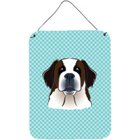 "Caroline's Treasures Checkerboard Blue Saint Bernard Wall or Door Hanging Prints, 16"" x 12"""