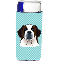 Checkerboard Blue Saint Bernard Ultra Beverage Insulators for slim cans BB1184MUK