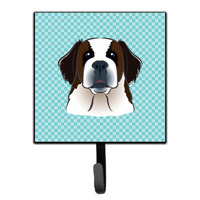 "Caroline's Treasures BB1184SH4 Checkerboard Blue Saint Bernard Leash or Key Holder, Small, Multicolor"