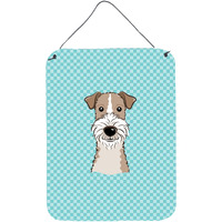 "Caroline's Treasures Checkerboard Blue Wire Haired Fox Terrier Wall or Door Hanging Prints, 16"" x 12"""