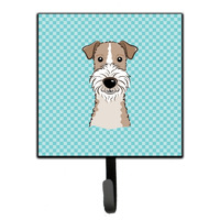 "Caroline's Treasures BB1185SH4 Checkerboard Blue Wire Haired Fox Terrier Leash or Key Holder, Small, Multicolor"