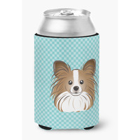 Checkerboard Blue Papillon Can or Bottle Hugger BB1186CC
