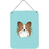 "Caroline's Treasures Checkerboard Blue Papillon Wall or Door Hanging Prints, 16"" x 12"""