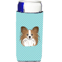 Checkerboard Blue Papillon Ultra Beverage Insulators for slim cans BB1186MUK