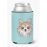 Checkerboard Blue Chihuahua Can or Bottle Hugger BB1189CC