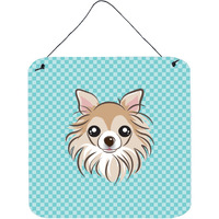 "Caroline's Treasures Checkerboard Blue Chihuahua Wall or Door Hanging Prints, 6 x 6"""
