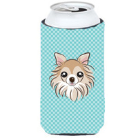 Checkerboard Blue Chihuahua Tall Boy Beverage Insulator Hugger BB1189TBC