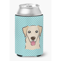 Checkerboard Blue Golden Retriever Can or Bottle Hugger BB1190CC