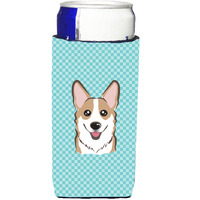 Checkerboard Blue Corgi Ultra Beverage Insulators for slim cans BB1191MUK