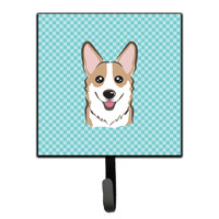 "Caroline's Treasures BB1191SH4 Checkerboard Blue Corgi Leash or Key Holder, Small, Multicolor"
