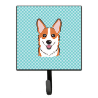 "Caroline's Treasures BB1192SH4 Checkerboard Blue Corgi Leash or Key Holder, Small, Multicolor"