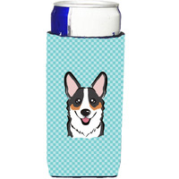 Checkerboard Blue Corgi Ultra Beverage Insulators for slim cans BB1193MUK