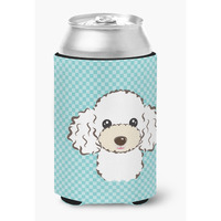 Checkerboard Blue White Poodle Can or Bottle Hugger BB1195CC