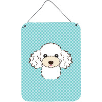 "Caroline's Treasures Checkerboard Blue White Poodle Wall or Door Hanging Prints, 16"" x 12"""