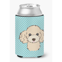 Checkerboard Blue Buff Poodle Can or Bottle Hugger BB1196CC