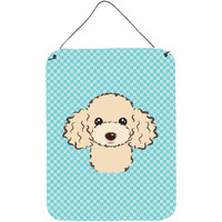 "Caroline's Treasures Checkerboard Blue Buff Poodle Wall or Door Hanging Prints, 16"" x 12"""
