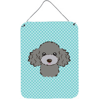 "Caroline's Treasures Checkerboard Blue Silver Gray Poodle Wall or Door Hanging Prints, 16"" x 12"""